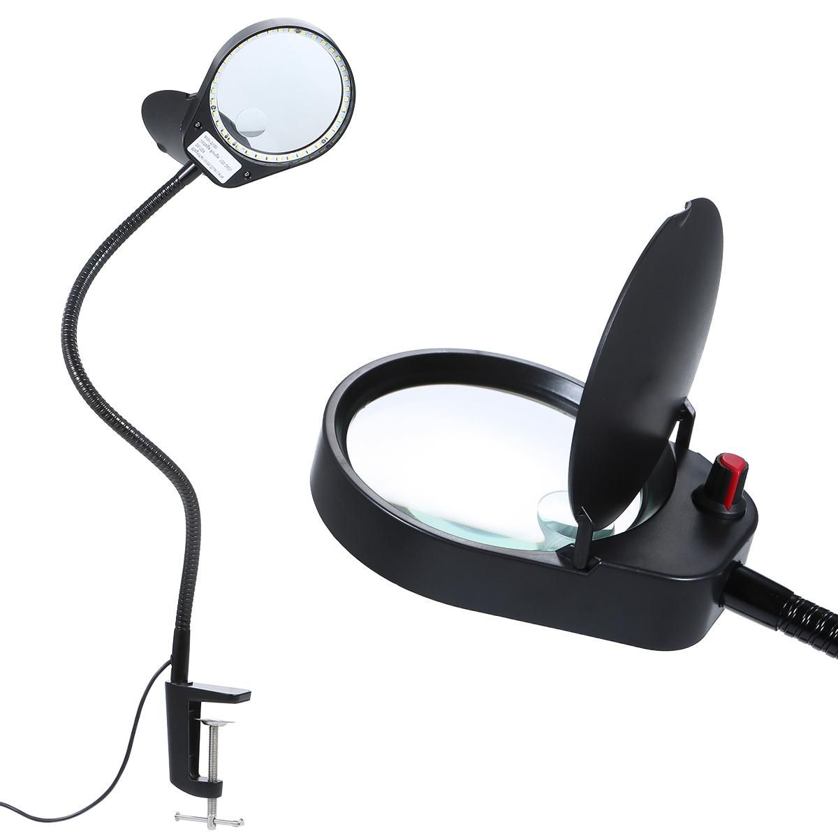 Tomshine 3X/10X Magnifying Glass Lamp with Metal Clamp Ultra Bright 38LEDs White Lighted Dimmable Desk Light Flexible Gooseneck for Reading Crafts Workbench Close Work