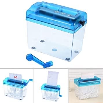 A6 Portable Mini Shredder - Manual Paper Documents Cutting Tool - Blue