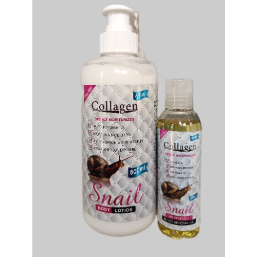 Collagen Snail Deep Moisturizing Whitening And Brightening Lotion 500ml And Oil 100ml