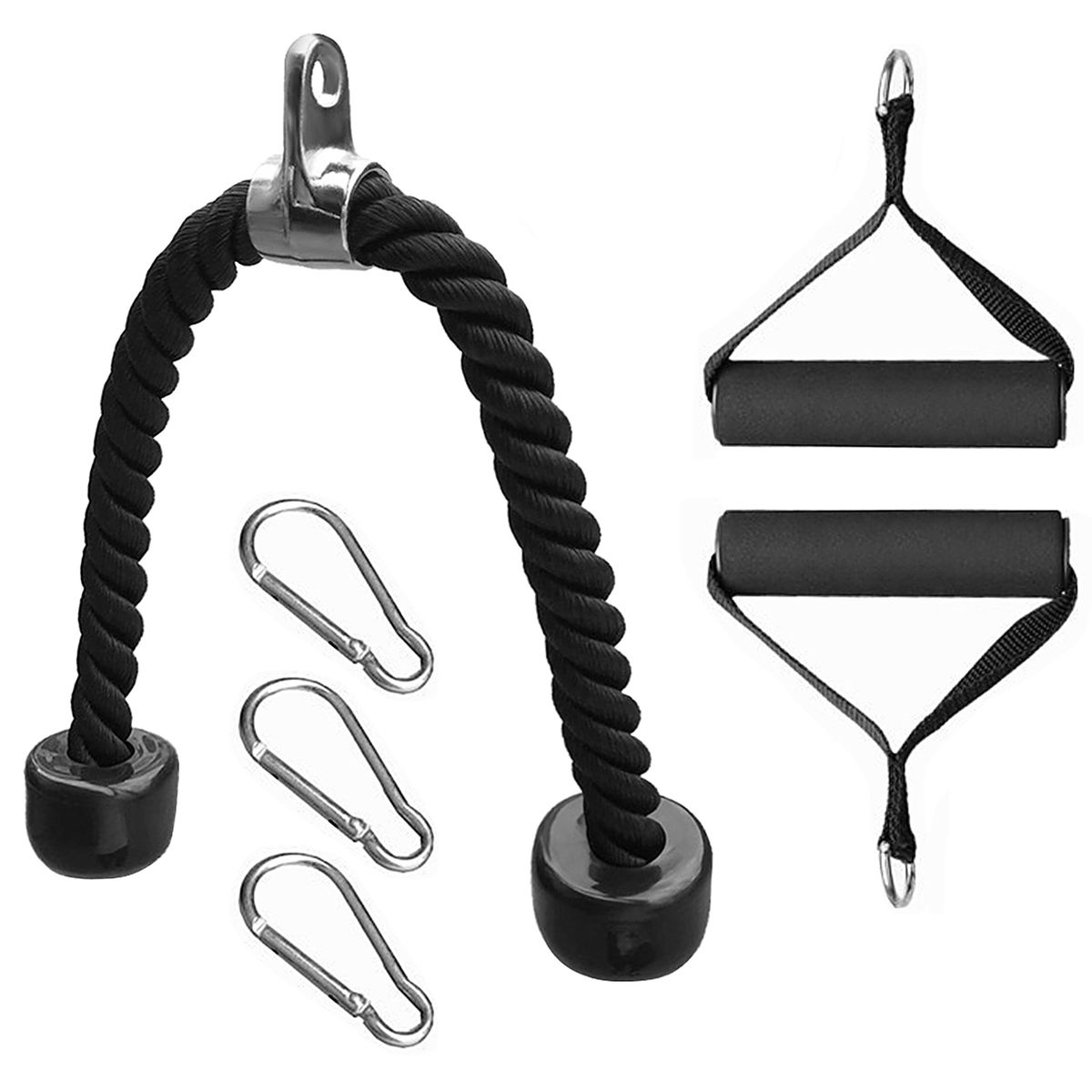 7pcs Training Pull Down Rope Exercise Handles Carabiner