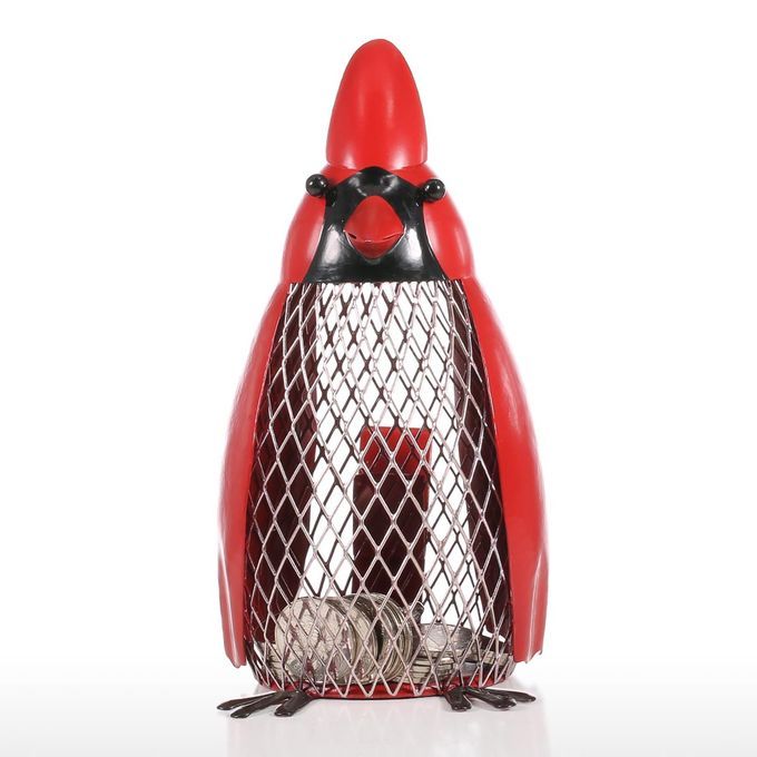 Bird Money  With Red Clothes Iron Handmade Bird Shape Coin -