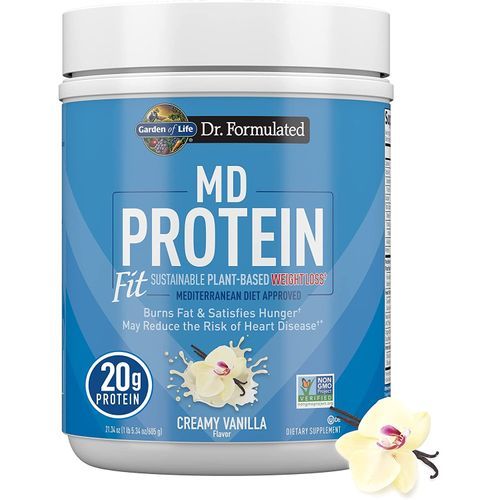 Vanilla Plant Based Fit Protein With Fava Bean, Sprouted Grains Plus Immune Support, Probiotics & Svetol To Help Burn Fat - Dr Formulated MD