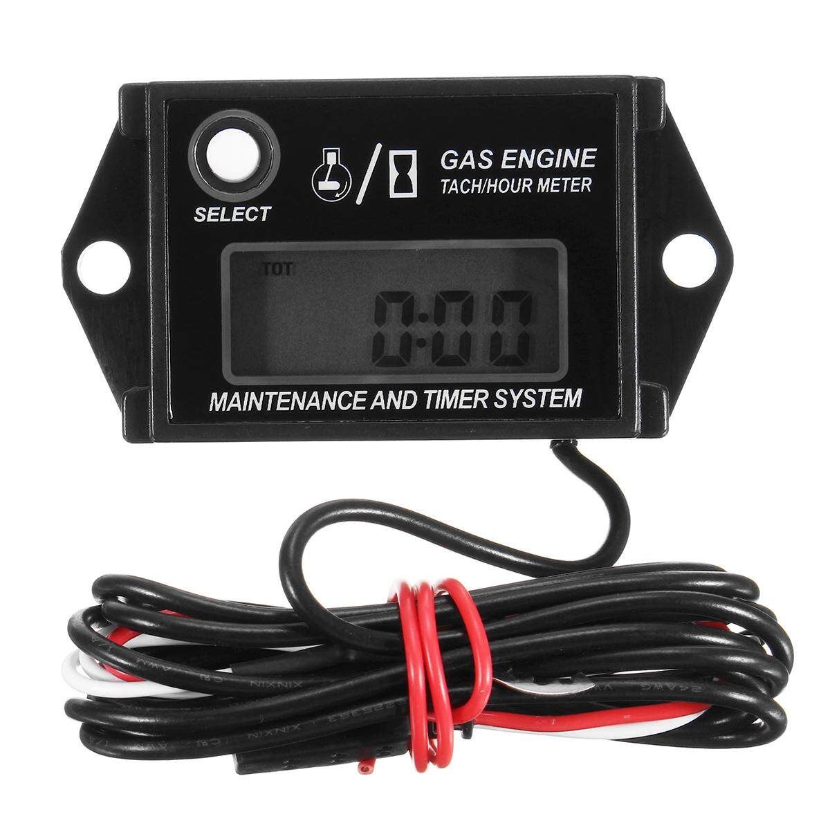 Spark Plug Lawnmower ATV Digital Tach Tachometer Hour Meter W/ Straps