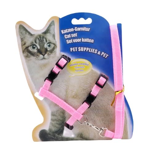 TD Cat Harness Leash Set - Pink