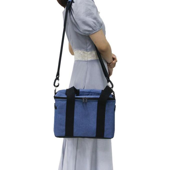 Large Oxford Cloth Insulated Food Cooler Bag Thermal Hiking Blue