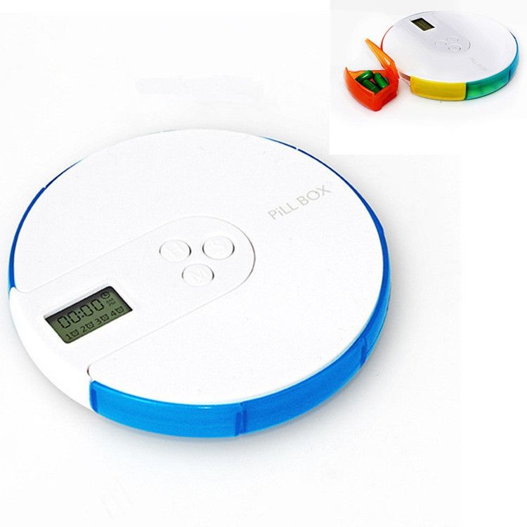 One Week Portable Timing Smart Pill Boxes Elder Reminding Electronic Medicine Box(Blue)