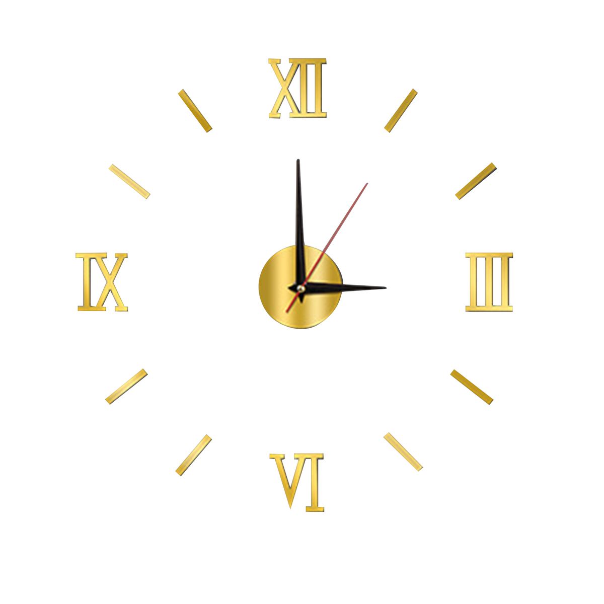 DIY Wall Clocks 3D Mirror Stickers Large Wall Clock -Gold