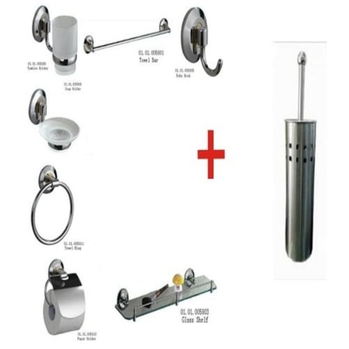 Brimix Bathroom Accessories 7 In 1 + Stainless Toilet Brush