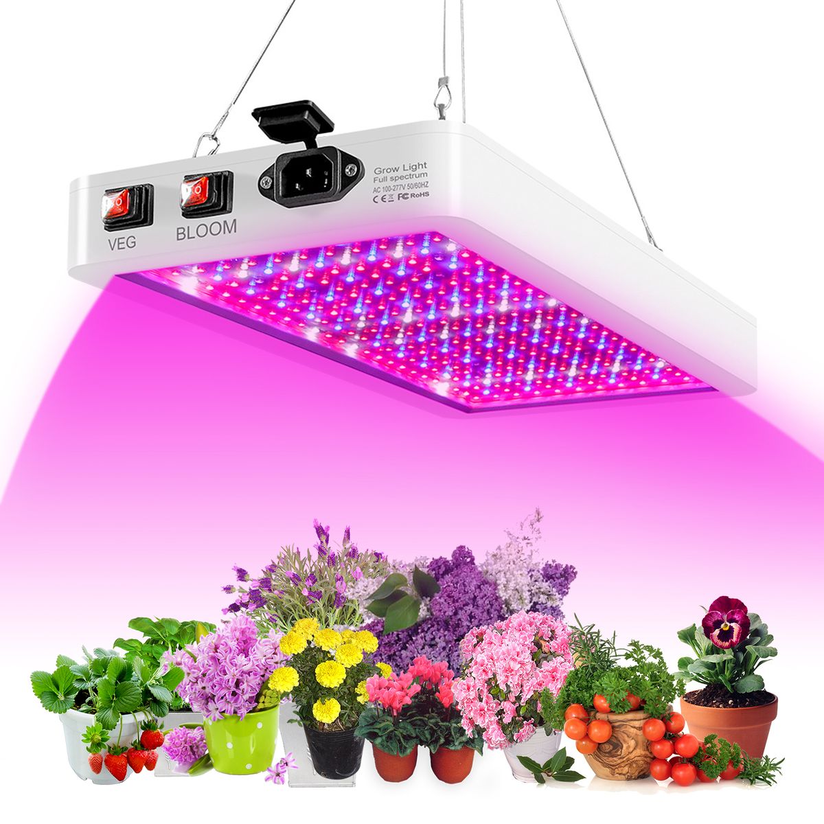 1000W LED Grow Light For Indoor Plants 216 LEDs Full