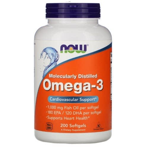 Omega-3, 1000mg Fish Oil Molecularly Distilled - 200 Softgels