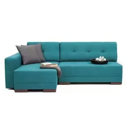Pawafu 5 Seater L Shape Fabric Sofa  - Blue