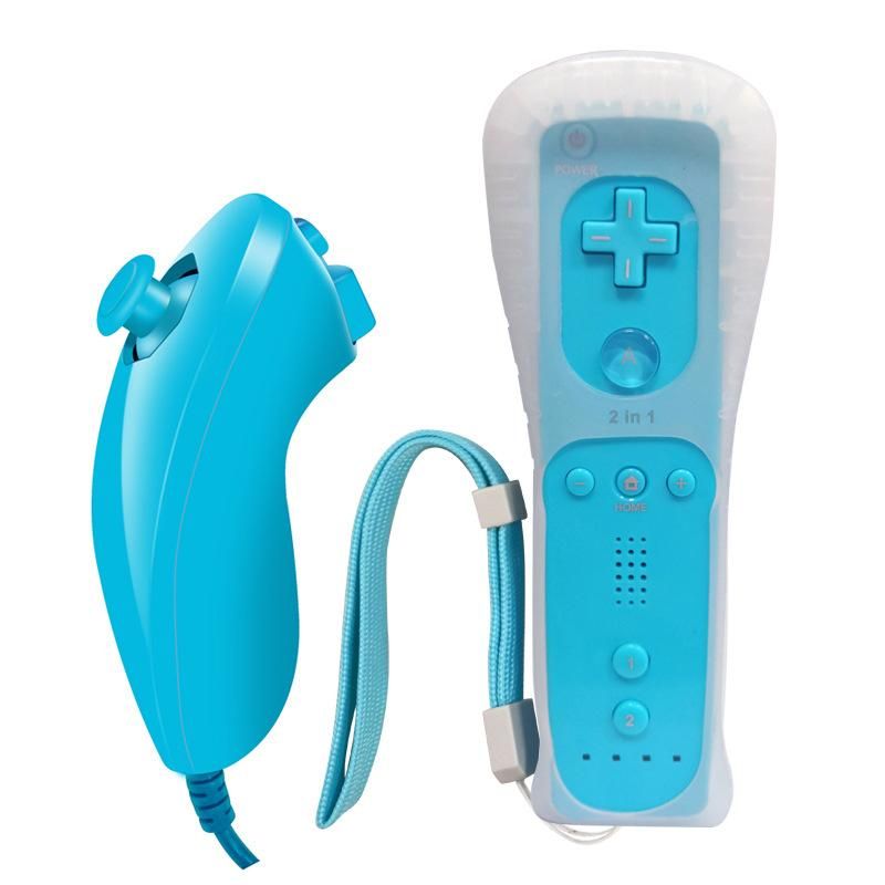 Wii handle wii left and right handle built-in accelerator 2 in 1 left and right handle factory direct sales advantage shipping light blue