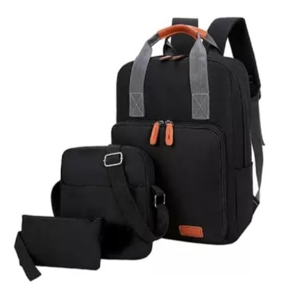 3 Set Laptop Backpack-Black