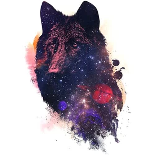 Colored Wolf Temporary Waterproof Tattoo Sticker