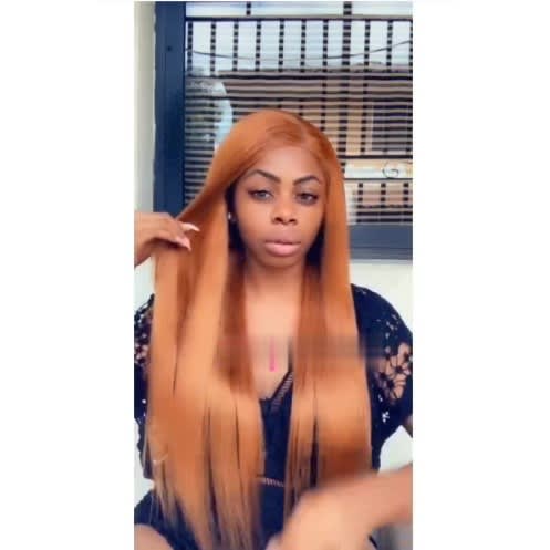 24" Burnt Orange Lace Closure Human Hair Wig