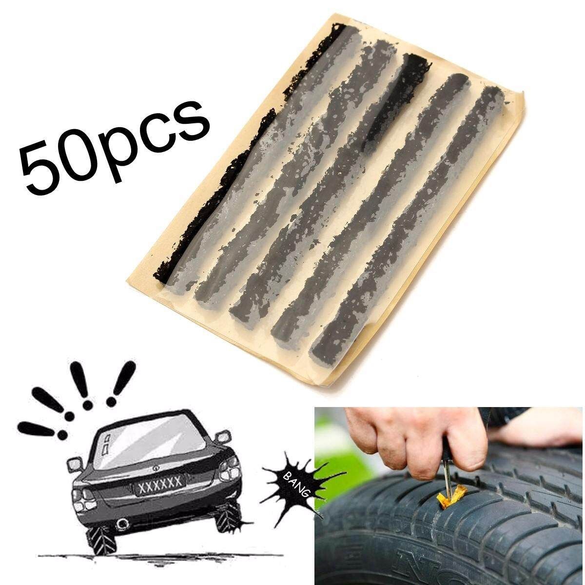 50pcs Heavy Duty Bike Car Tubeless Tire Tyre Puncture Repair Kit Plugs Strips 100mm*6mm