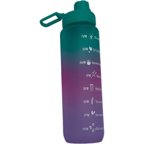 Motivational Sports Water Bottle - 1000ml - Green/Purple