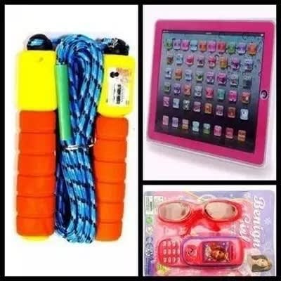 Kid's Educational Learning Tab + Skipping Rope & Toy Phone Bundle