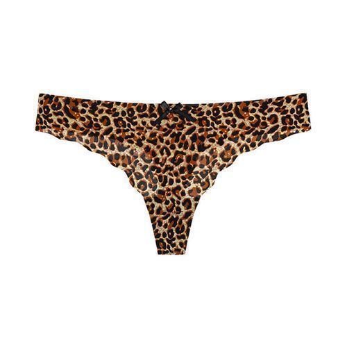 Women High Waist Leopard Stretchy Briefs Bowknot G-strings Thongs-Leopard