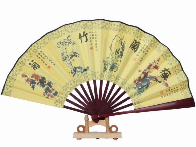 Fan Gift Inches 13 Decoration Ethnic Chinese Bamboo Folding Hand For Big Fan Painting Silk Home For Crafts Fans Weddings Man