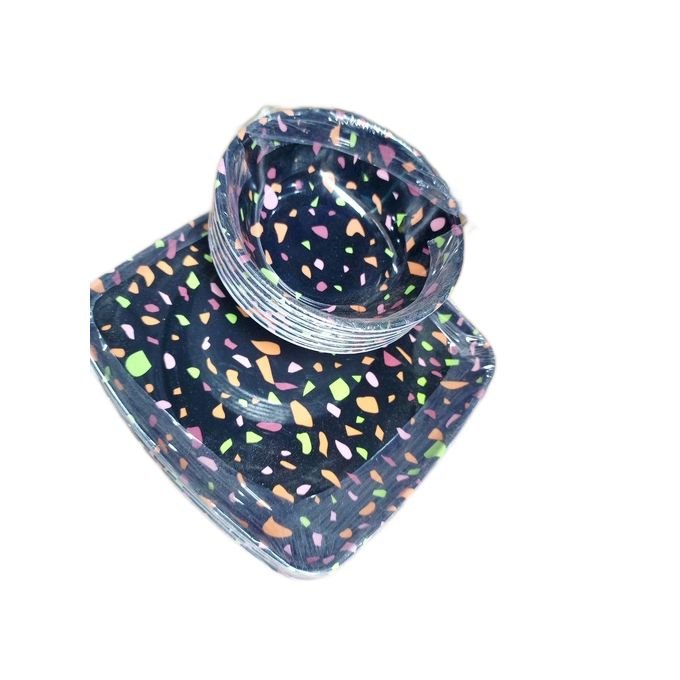 12 Pieces Unbreakable Ceramic Flat And Soup Plates (Design)