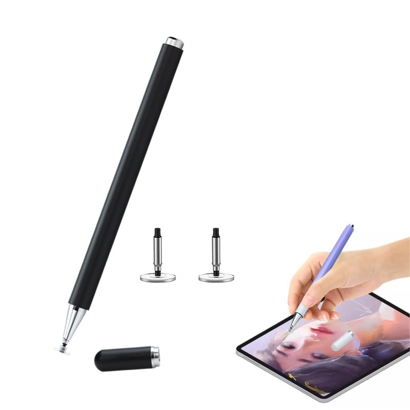 AT-28arone Color Passive Capacitive Pen Mobile Phone Touch Screen Stylus With 2 Pen Head(Black)