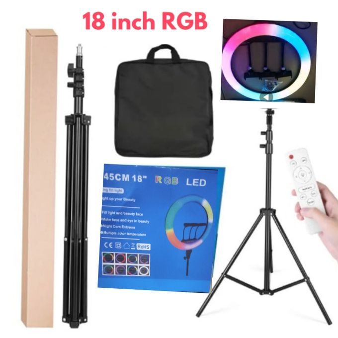 18Inch RGB Selfie Ring Light+Tripod Stand+For Photos& Videos