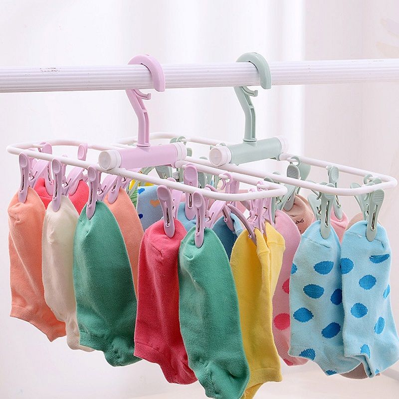 2 Pics  Clips Folding Drying Racks Underwear Socks Hanger