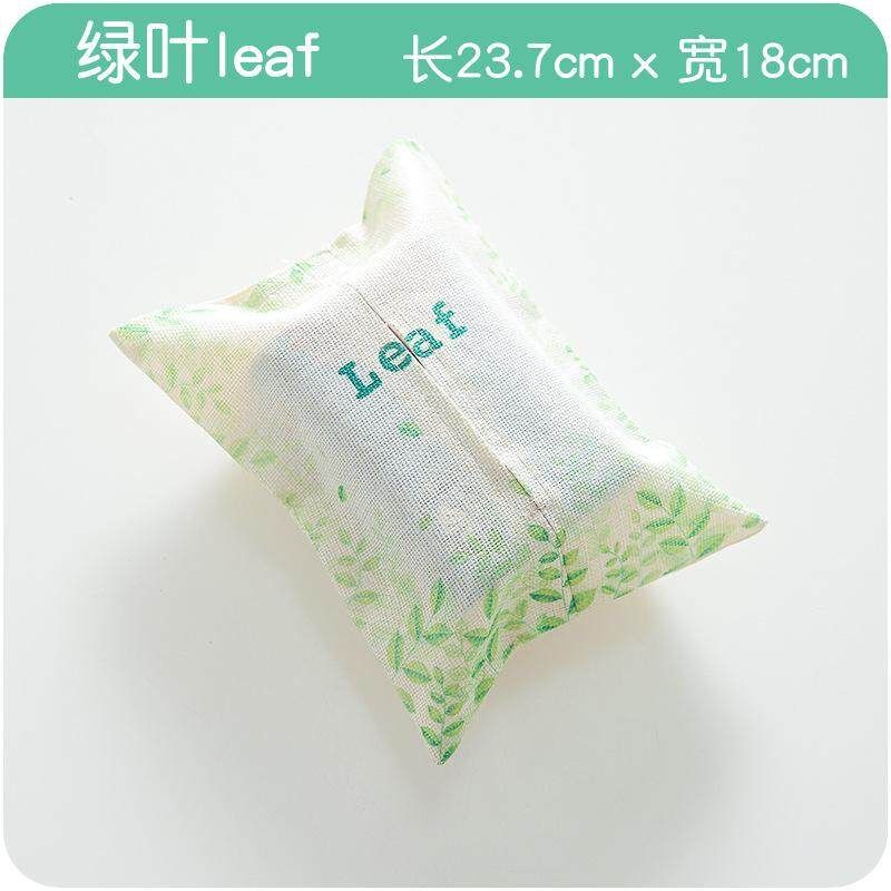 Family Nordic Plant Tampon Hemp Tissue Box Living Room Bedroom Tissue Cover Rainforest Cloth Art Suction Bag Leaf {23.7 * 18cm}
