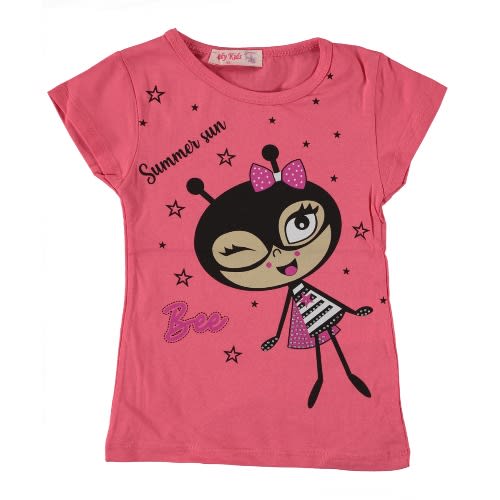 Summer Sun Bee Girls T-shirt - Fuchsia Pink