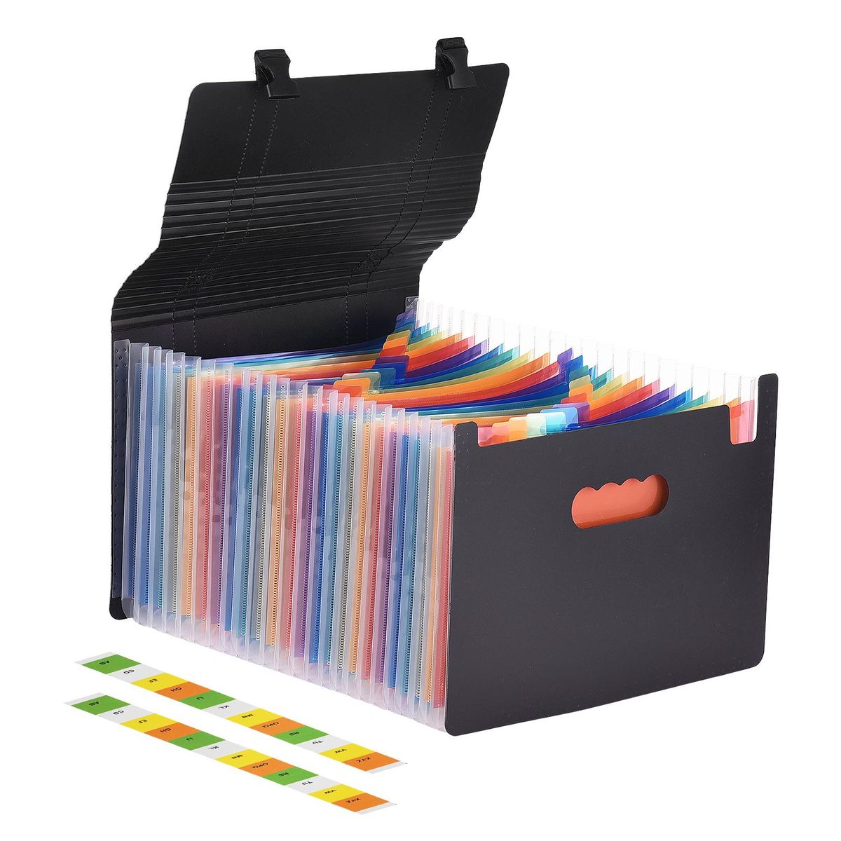 Accordian File Folder Organizer with Handle 24 Pockets Expanding File Case A4 Letter Size Document Organizer Rainbow Color for Home Office School Paperwork Paper Keeper Invoice Receipt Bill Document