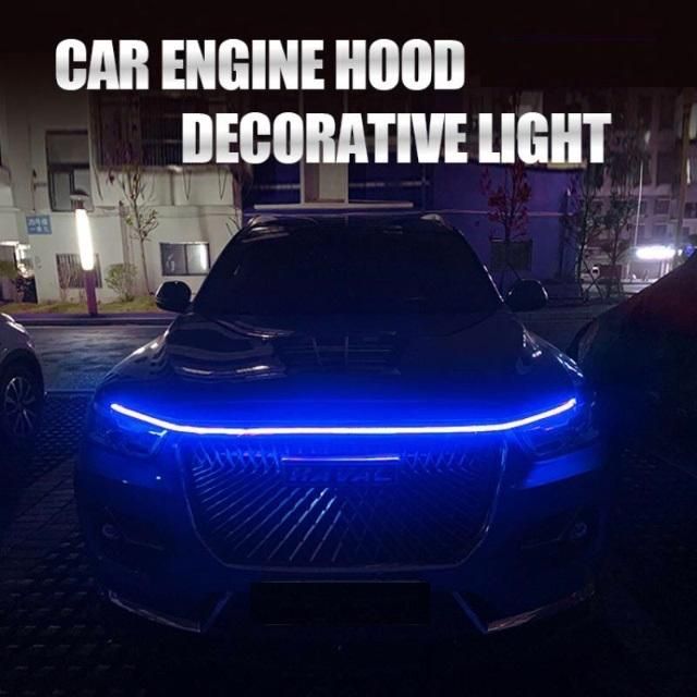 Car Hood Lights 70.9inch (180cm) Super Bright Scanning On Startup Waterproof LED Daytime Running Light Blue