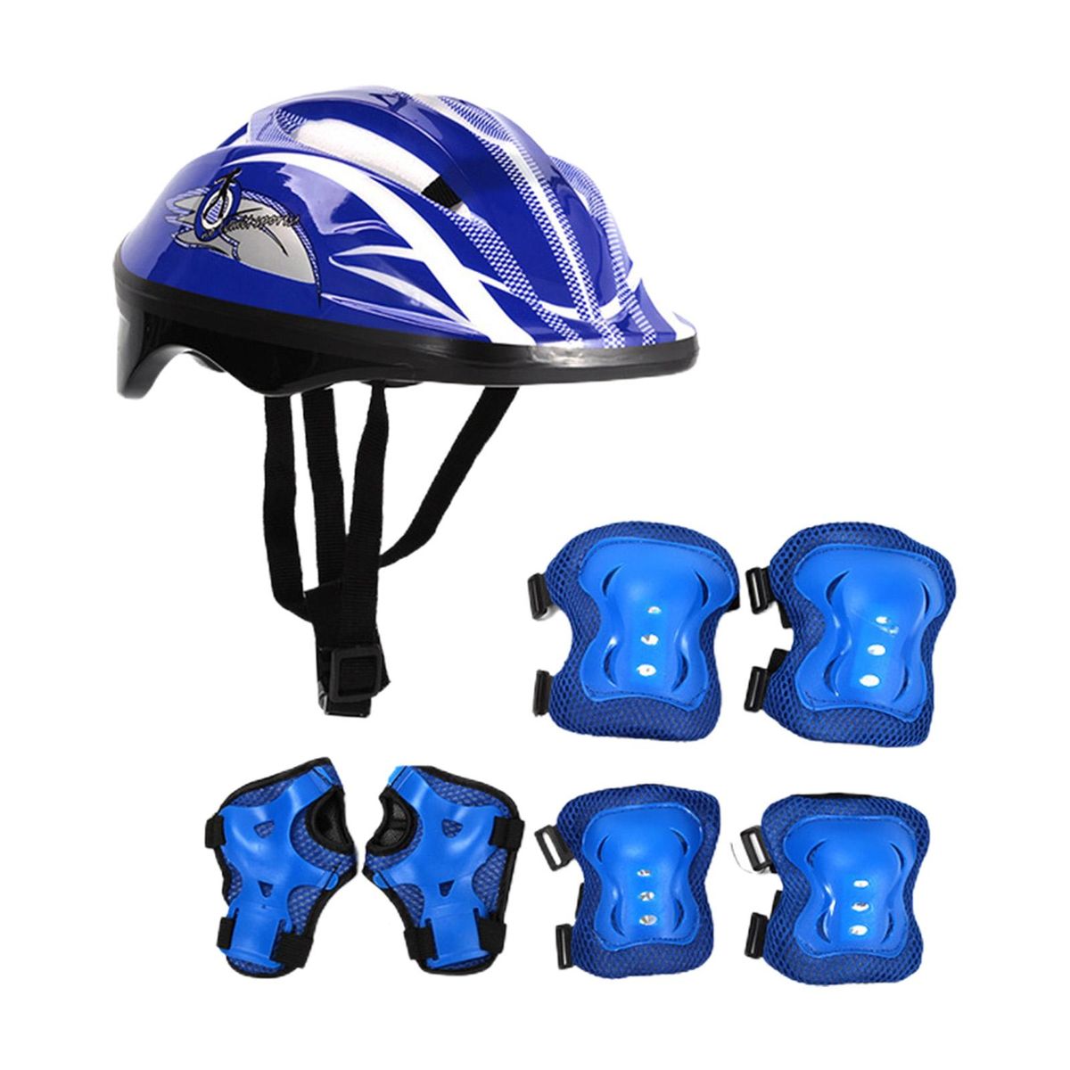 1 Set Skating Protective Gear Kids Sports Knee Hand Elbow Guards Set Blue