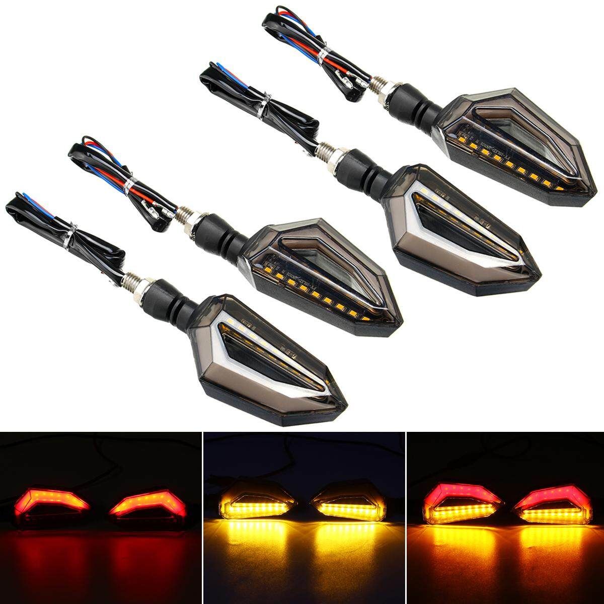 2 Pair 12V Motorcycle LED Turn Signal Indicator Light For Kawasaki Yamaha Suzuki BMW Honda KTM #Yellow
