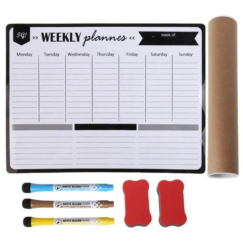 Weekly Planner Soft Magnetic Whiteboard Fridge Magnets Message Remind Memo Pad School Office Supplies