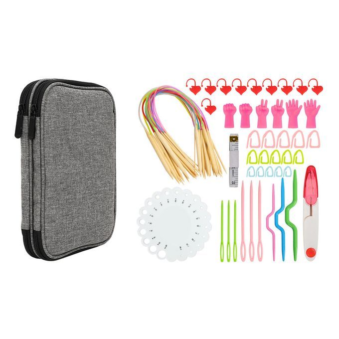 18pcs Interchangeable Circular Knitting Needles Set Crochet Hook