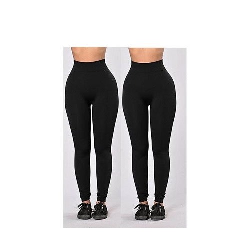 High Waist Slimming Leggings - 2 In 1 - Black