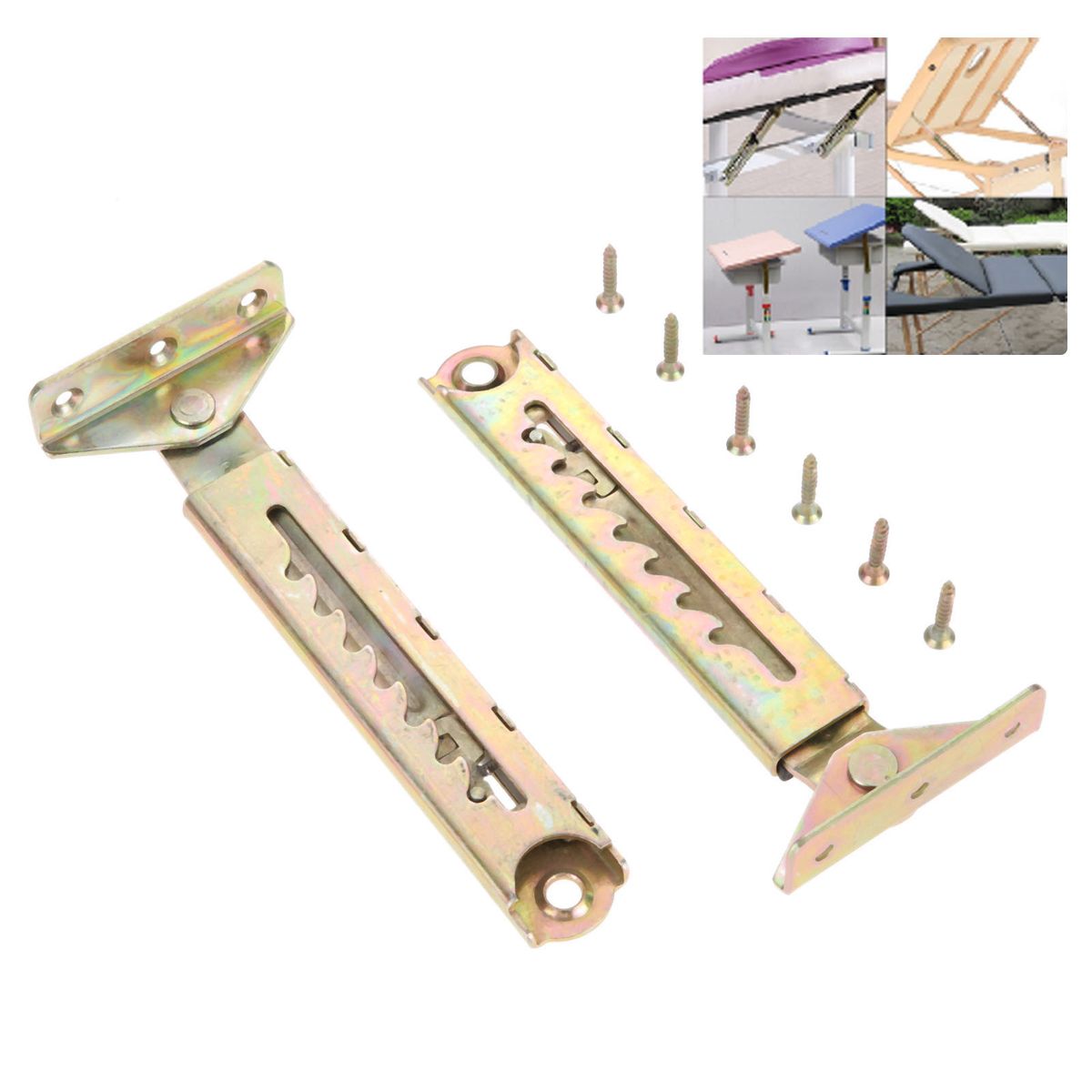2pcs/1 Pair Angle Lifting Rod Desk 7 Gear Adjusting Hinge Angle Hinge With Bracket Furniture Hardware With Screws