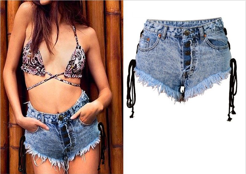 2017 High Quality Women Fashion Denim Shorts High Waist