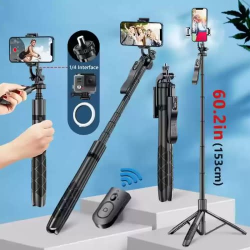 Selfie Stick Tripod (4 in 1) 5.8 Feet Long With Stable Handle Bt Shutter Bluetooth Selfie St