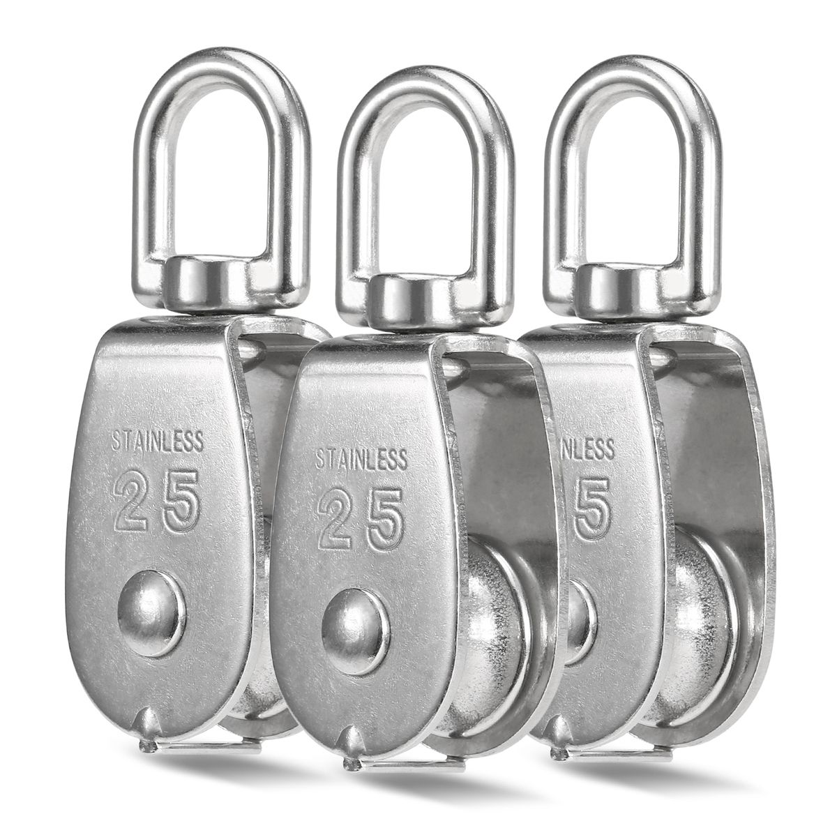 3pcs Lifting Single Pulley Stainless Steel Heavy Duty Single