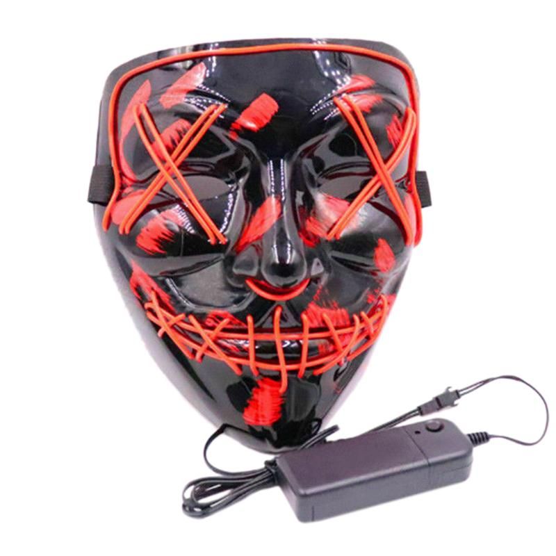 Cosplay the Up Wire Purge Mask Costume Halloween Light Scary Led Fluorescent Red