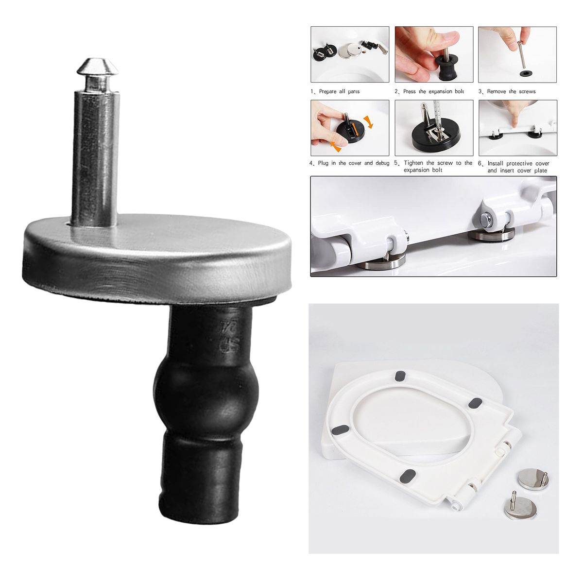 Replacement Toilet Seat Hinge Fitting Screw Anchoring Setscrew Pin For