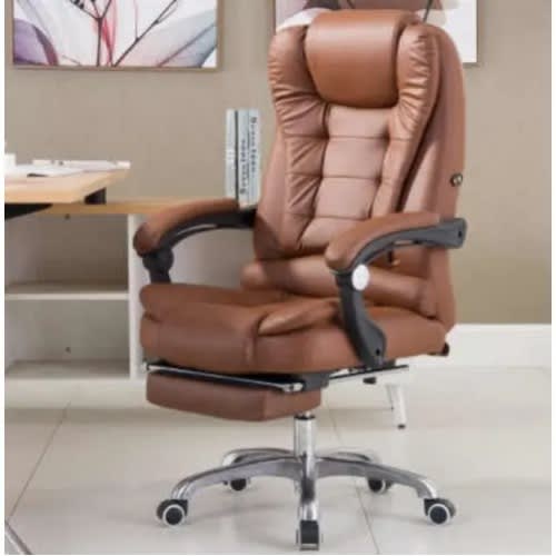 High Back Executive Massage Chair With Footrest- Brown