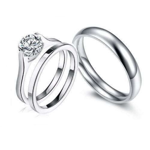 Circlie Non Fade Titanium Steel Wedding Ring Set