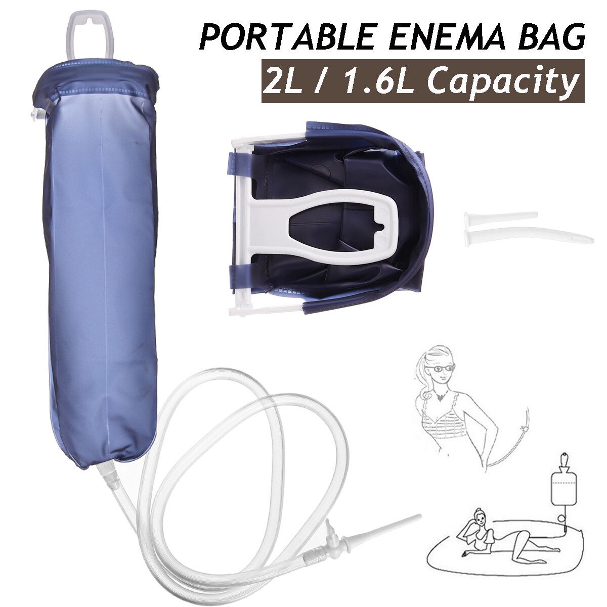 1.6L Reusable Portable Enema Bag Douche Colonic Cleaner Silicone Pipe Intestine Washing Hose Kit With Control Valve