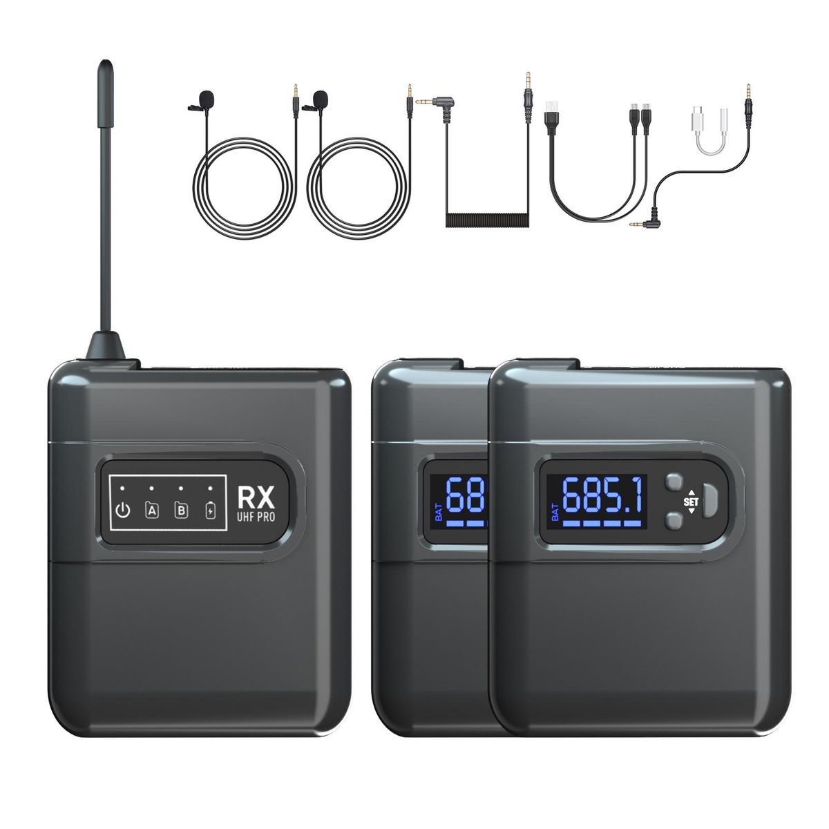 Wireless Lavalier Microphone System with 2 Transmitters and 1 Receiver Omnidirectional Lapel Mic Compatible with DSLR Camera Laptop PC Smartphone Tablet for Interview Recording Conference Online Class Live Streaming Vlog