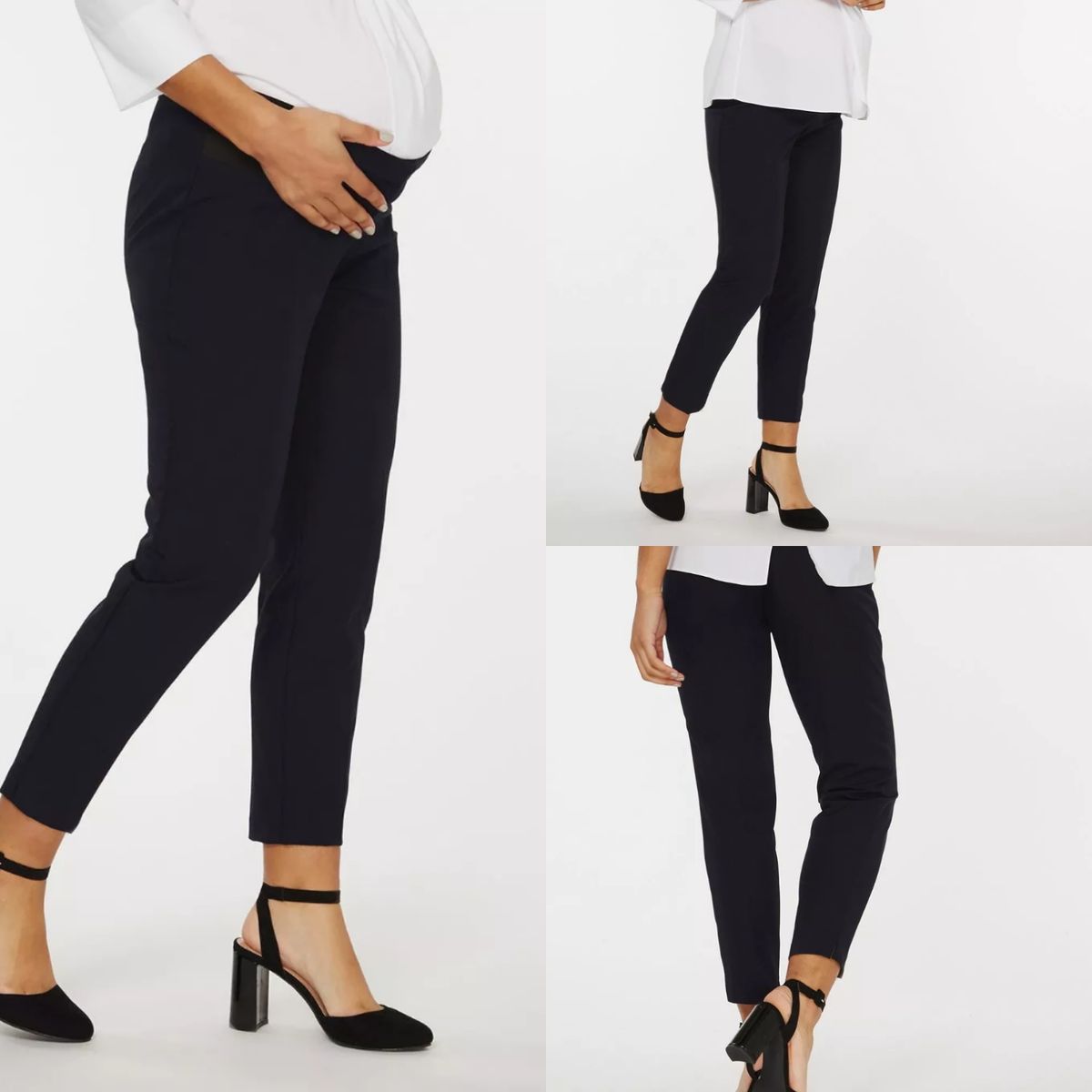 Slim Leg Underbump Maternity Navy Blue Maternity Trousers