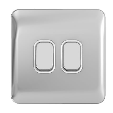 Schneider Lisse - Plate Switch - 2 Gang 2 Way - 10a. Pn:ggbl1022wpc