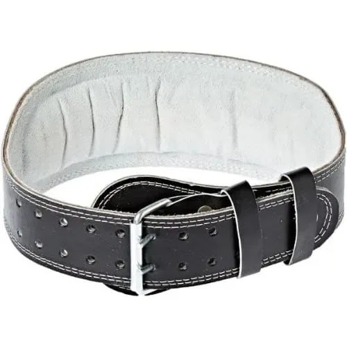 Weightlifting Leather Support Fitness Belt - 26"-36" - Black